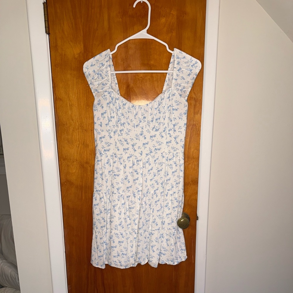 Hollister White and Blue Floral Mini Dress